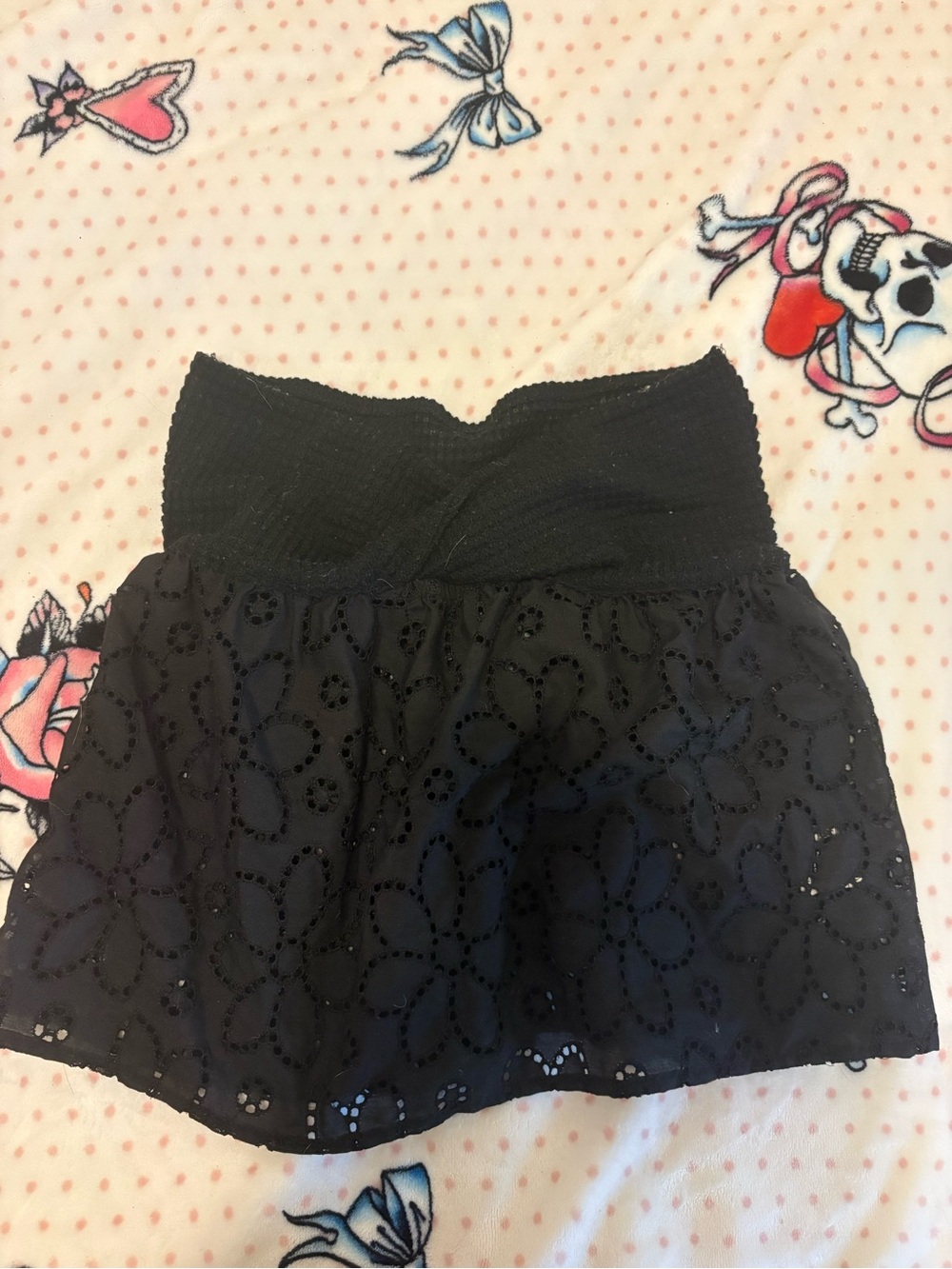 Black Eyelet Strapless Top - Women's Summer Skirt